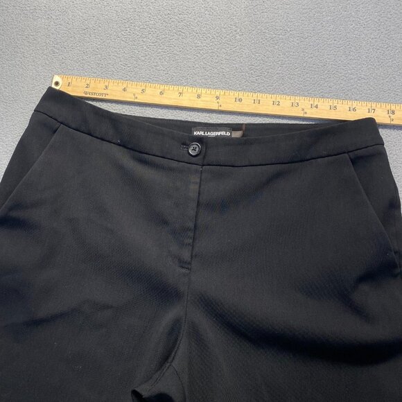 KARL LAGERFELD Pants Womens Size 12 Black Tapered Leg Hi Rise Classic Trousers - Picture 4 of 8